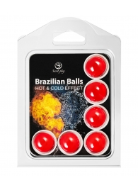 Набор из 6 шариков с массажным маслом Brazilian Balls с охлаждающим и разогревающим эффектом - Secret Play - купить с доставкой в Перми