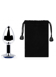 Анальное украшение BUTT PLUG  Small с синим кристаллом - 7 см. - Anal Jewelry Plug - купить с доставкой в Перми