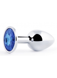 Анальное украшение BUTT PLUG  Small с синим кристаллом - 7 см. - Anal Jewelry Plug - купить с доставкой в Перми