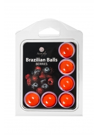 Набор из 6 шариков с массажным маслом Brazilian Balls с ароматом ягод - Secret Play - купить с доставкой в Перми