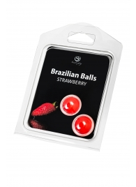 Набор из 2 шариков с массажным маслом Brazilian Balls с ароматом клубники - Secret Play - купить с доставкой в Перми