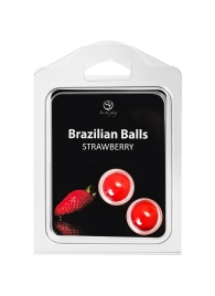 Набор из 2 шариков с массажным маслом Brazilian Balls с ароматом клубники - Secret Play - купить с доставкой в Перми