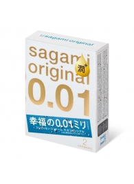 Увлажнённые презервативы Sagami Original 0.01 Extra Lub - 2 шт. - Sagami - купить с доставкой в Перми