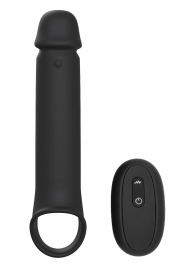 Черная насадка-удлинитель с вибрацией Vibrating Extender With Remote - Dream Toys - в Перми купить с доставкой