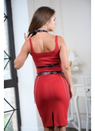 Черно-серебристая портупея-юбка plus size с цепочками - БДСМ Арсенал - купить с доставкой в Перми
