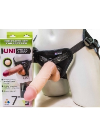 Страпон-унисекс с двумя насадками UNI strap 7  Harness - 19 и 16 см. - LOVETOY (А-Полимер) - купить с доставкой в Перми