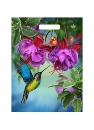 Пакет с принтом в виде колибри в цветах с вырубной ручкой (31х40 см) - Сима-Ленд - купить с доставкой в Перми