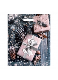 Новогодний пакет с принтом в виде подарков и вырубной ручкой (45х38 см) - Сима-Ленд - купить с доставкой в Перми