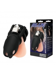 Черная клетка для пениса Silicone Small 2 in Cock Cage With Ball Divider - BlueLine - купить с доставкой в Перми