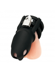 Черная клетка для пениса Silicone Small 2 in Cock Cage With Ball Divider - BlueLine - купить с доставкой в Перми
