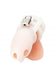 Белая клетка для пениса Silicone Small 2 in Cock Cage With Ball Divider - BlueLine - купить с доставкой в Перми