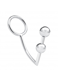 Кольцо на пенис с анальным стимулятором Two Bead Stainless Steel Anal Hook   Cock Ring - BlueLine - в Перми купить с доставкой