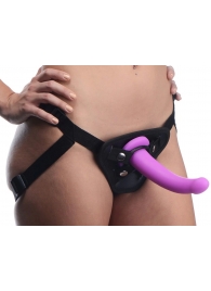 Лиловый поясной страпон Navigator Silicone G-Spot Dildo with Harness - 17,8 см. - XR Brands - купить с доставкой в Перми