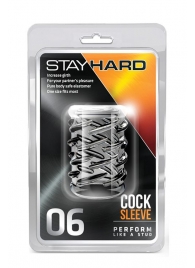 Прозрачная насадка с объёмными чёрточками STAY HARD COCK SLEEVE 06 CLEAR - Blush Novelties - в Перми купить с доставкой