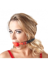 Силиконовый кляп-шар на чёрных ремешках Red Gag silicone - Orion - купить с доставкой в Перми