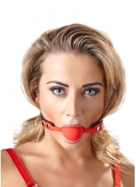 Силиконовый кляп-шар на чёрных ремешках Red Gag silicone - Orion - купить с доставкой в Перми