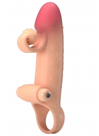 Телесная вибронасадка на пенис с подхватом мошонки - 20 см. - Baile - в Перми купить с доставкой