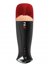 Телесный мастурбатор-вагина в черной колбе с вибрацией Fuck-O-Matic Pro XL - Pipedream - в Перми купить с доставкой