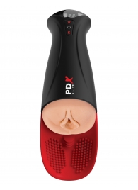 Телесный мастурбатор-вагина в черной колбе с вибрацией Fuck-O-Matic Pro XL - Pipedream - в Перми купить с доставкой
