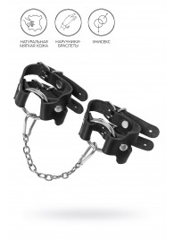 Черные кожаные наручники-браслеты из двух ремешков - Pecado - купить с доставкой в Перми