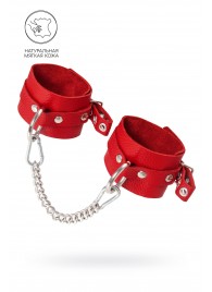 Красные мягкие кожаные оковы с люверсами - Pecado - купить с доставкой в Перми