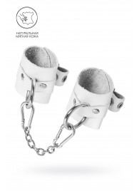 Белые мягкие кожаные наручники с люверсами - Pecado - купить с доставкой в Перми