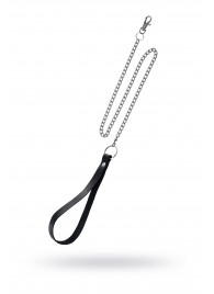 Поводок с ручкой из черной натуральной кожи и карабином для ошейника - Pecado - купить с доставкой в Перми