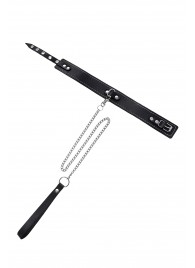 Кожаный двухслойный ошейник с белой строчкой и поводком - Pecado - купить с доставкой в Перми