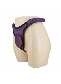 Фиолетовые трусики харнесс с платформой Caludio III - Baile - купить с доставкой в Перми