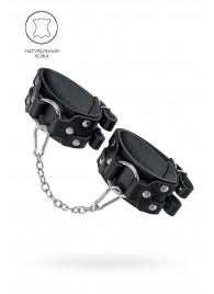 Черные кожаные оковы с двумя ремешками - Pecado - купить с доставкой в Перми