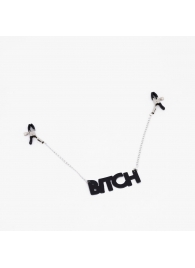 Зажимы на соски с кожаной подвеской Bitch - Crazy Handmade - купить с доставкой в Перми