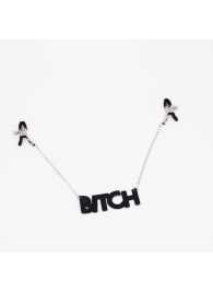 Зажимы на соски с кожаной подвеской Bitch - Crazy Handmade - купить с доставкой в Перми