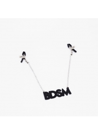 Зажимы на соски с кожаной подвеской BDSM - Crazy Handmade - купить с доставкой в Перми