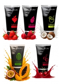Набор из 5 съедобных лубрикантов JUJU (клубника, малина, тропические фрукты, вишня, кокос) - JuJu - купить с доставкой в Перми