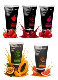 Набор из 5 съедобных лубрикантов JUJU (клубника, малина, тропические фрукты, вишня, грейпфрут) - JuJu - купить с доставкой в Перми