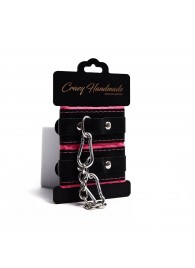 Черно-розовые скругленные наручники с мягкой подкладкой - Crazy Handmade - купить с доставкой в Перми