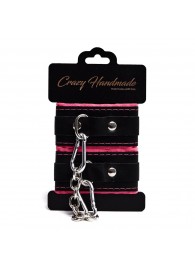 Черно-розовые скругленные наручники с мягкой подкладкой - Crazy Handmade - купить с доставкой в Перми