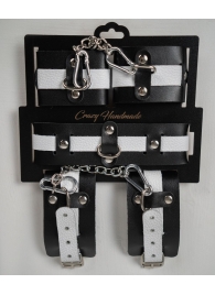 Набор фиксаторов из черной и белой натуральной кожи - Crazy Handmade - купить с доставкой в Перми