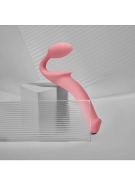 Розовый безремневой страпон Strap-on-me Semi-Realistic Bendable Strap-On size M - Strap-on-me - купить с доставкой в Перми