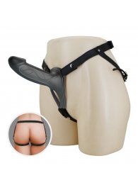 Черный полый мужской страпон London - 16,8 см. - Baile - купить с доставкой в Перми