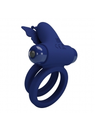 Синее эрекционное кольцо с вибростимуляцией клитора - Baile - в Перми купить с доставкой