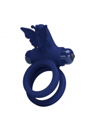 Синее эрекционное кольцо с вибростимуляцией клитора - Baile - в Перми купить с доставкой