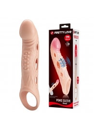 Телесная удлиняющая насадка с рельефом и вибрацией Brad - 21,3 см. - Baile - в Перми купить с доставкой