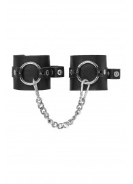 Черные наручники из толстой натуральной кожи с люверсами - Pecado - купить с доставкой в Перми