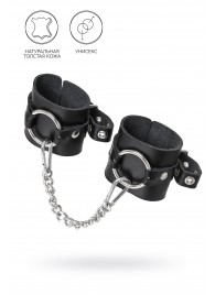 Черные наручники из толстой натуральной кожи с люверсами - Pecado - купить с доставкой в Перми