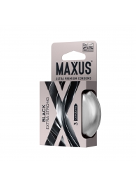 Черные утолщенные презервативы MAXUS Extra Strong с железным кейсом - 3 шт. - Maxus - купить с доставкой в Перми