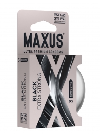 Черные утолщенные презервативы MAXUS Extra Strong с железным кейсом - 3 шт. - Maxus - купить с доставкой в Перми