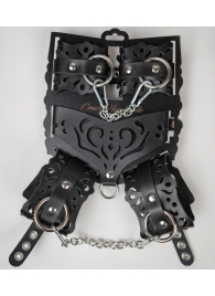Черный ажурный кожаный набор фиксаций - Crazy Handmade - купить с доставкой в Перми