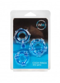 Набор из 3 синих эрекционных колец с различным рельефом - Erowoman-Eroman - в Перми купить с доставкой