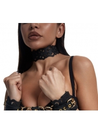 Черный ажурный чокер с золотистой фурнитурой - Crazy Handmade - купить с доставкой в Перми